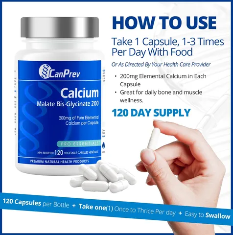 Viên Uống Bổ Sung Canxi Hữu Cơ Calcium Malate Bis Glycinate CanPrev Nhập Canada Tăng Cường Sức Khỏe Xương Khớp (Hộp120 viên) - YoungFit
