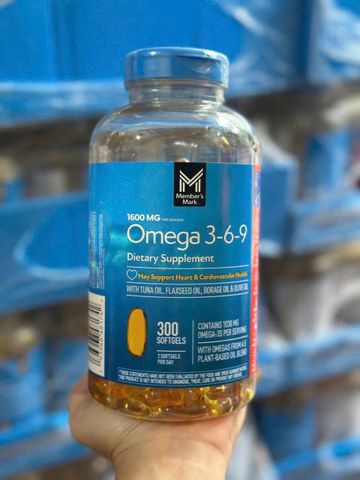 Viên uống Bảo vệ tim mạch - Hỗ trợ não bộ & Tăng cường thị lực |300 viên| Member's Mark Omega 3-6-9 [S/P Chuẩn Mỹ]
