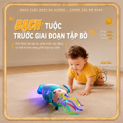 Đồ chơi bạch tuộc nhảy múa bịt mắt có đèn và nhạc tự tránh vật cản kích thích vận động cho bé Thế giới đồ chơi 1104