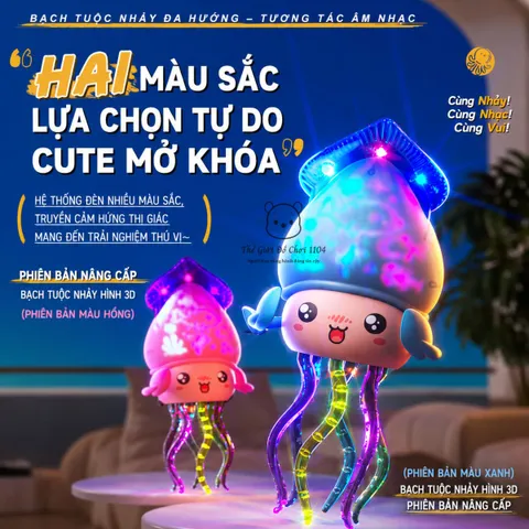 Đồ chơi bạch tuộc nhảy múa bịt mắt có đèn và nhạc tự tránh vật cản kích thích vận động cho bé Thế giới đồ chơi 1104