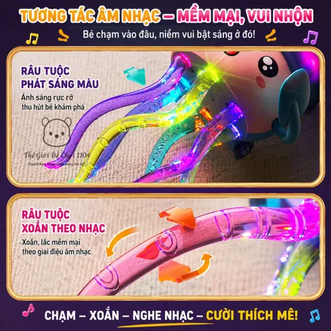Đồ chơi bạch tuộc nhảy múa bịt mắt có đèn và nhạc tự tránh vật cản kích thích vận động cho bé Thế giới đồ chơi 1104