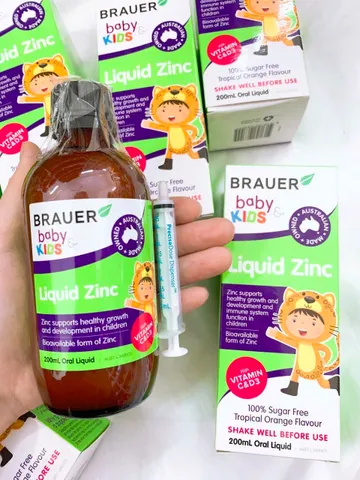 Siro Kẽm dành cho trẻ từ 1 tuổi trở lên - 13 tuổi Brauer Kids Liquid Zinc |200 mL| Tăng sức đề kháng & Thúc đẩy sự phát triển toàn diện [S/P Chuẩn Úc]