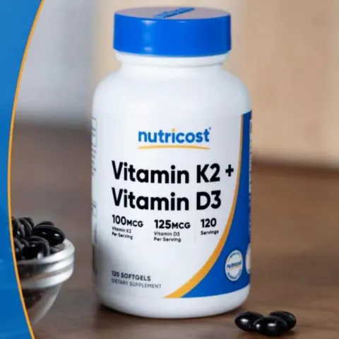 Viên uống Nutricost Vitamin K2 + Vitamin D3 |120 viên| Hỗ trợ xương chắc khỏe & Bảo vệ tim mạch [S/P Chuẩn Mỹ]