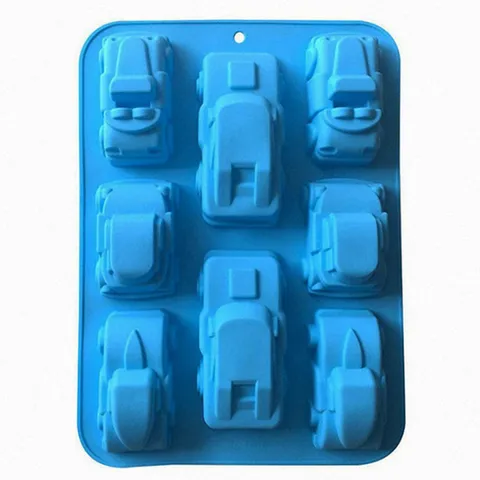 Khuôn silicone làm rau câu, socola 8 chiếc xe hơi – Mã 1386