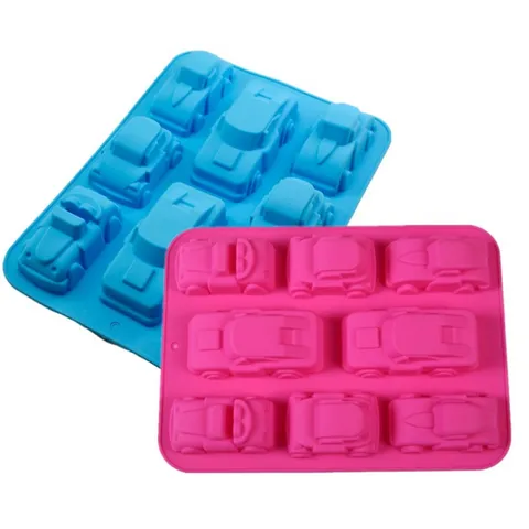 Khuôn silicone làm rau câu, socola 8 chiếc xe hơi – Mã 1386