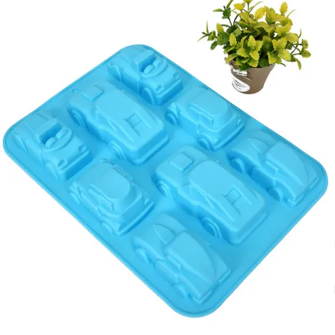 Khuôn silicone làm rau câu, socola 8 chiếc xe hơi – Mã 1386