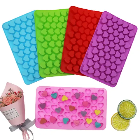 Khuôn silicone làm kẹo dẻo chip chip, socola, rau câu 55 hình trái tim - Mã 1248