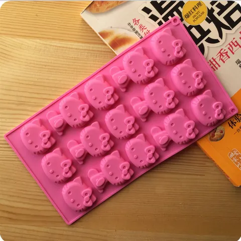 Khuôn silicon làm rau câu, socola 15 mèo Kitty - Mã số 1244 790381