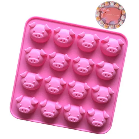 Khuôn rau câu silicone 16 mặt heo con – Mã 1087