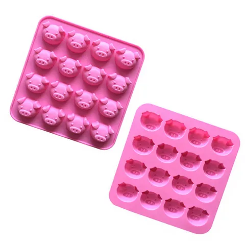 Khuôn rau câu silicone 16 mặt heo con – Mã 1087