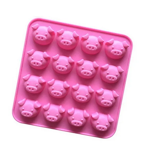 Khuôn rau câu silicone 16 mặt heo con – Mã 1087
