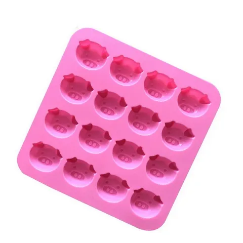 Khuôn rau câu silicone 16 mặt heo con – Mã 1087