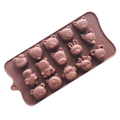 Khuôn silicon làm rau câu, socola 15 con ếch, gấu, heo, thỏ – Mã số 1257 790450