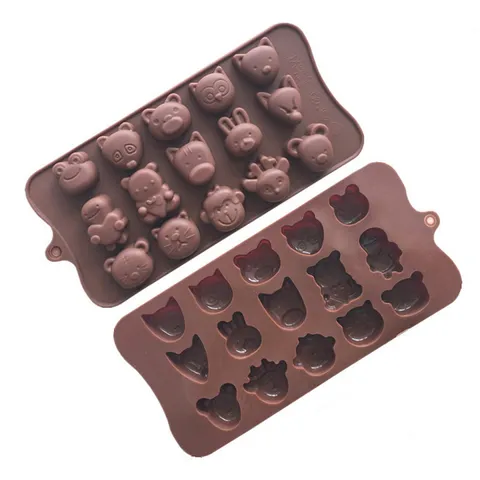 Khuôn silicon làm rau câu, socola 15 con ếch, gấu, heo, thỏ – Mã số 1257 790450