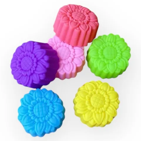 Bộ 10 khuôn silicon 3 lớp làm bánh, rau câu, bánh bông lan, bánh da lợn hoa hướng dương 3 chiều – Mã số 1210 790515