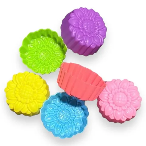 Bộ 10 khuôn silicon 3 lớp làm bánh, rau câu, bánh bông lan, bánh da lợn hoa hướng dương 3 chiều – Mã số 1210 790515