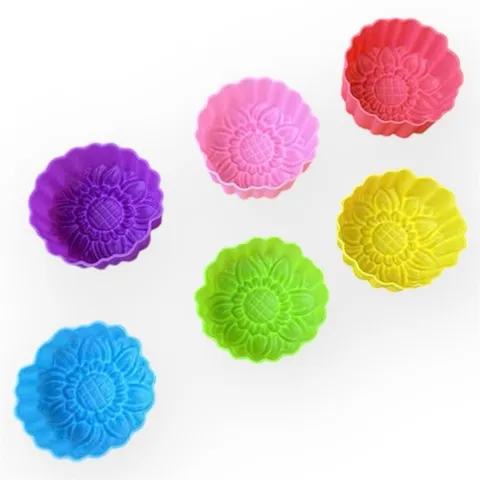 Bộ 10 khuôn silicon 3 lớp làm bánh, rau câu, bánh bông lan, bánh da lợn hoa hướng dương 3 chiều – Mã số 1210 790515