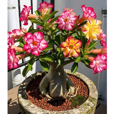 Hạt giống hoa sứ Thái Lan cánh kép 3 màu trắng, vàng, cam viền hồng cánh nhọn – Bịch 10 hạt – Mã 2068 790559