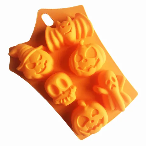 Khuôn silicone làm rau câu, socola 6 hình Halloween – Mã 1495