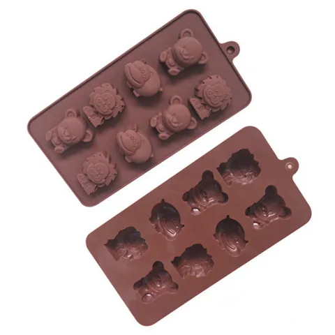 Khuôn silicone làm rau câu, socola 8 con hà mã, sư tử, gấu – Mã 1435