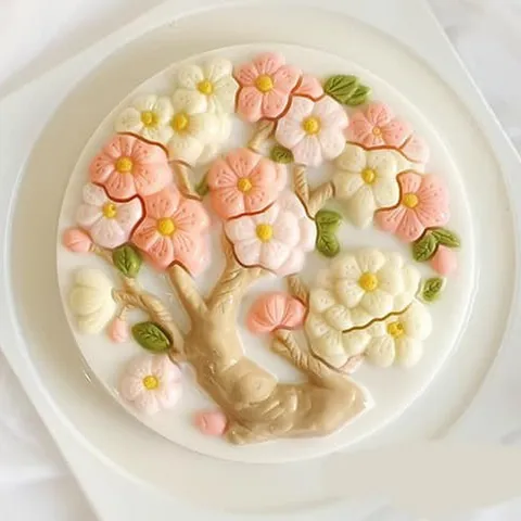 Khuôn rau câu sinh nhật, cưới hỏi hoa mai – Khuôn hình tròn loại 20 cm - Mã số 1276 790616