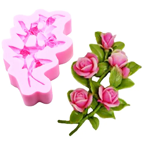 Khuôn rau câu silicone cành hoa hồng – Loại 17 cm - Mã 1665