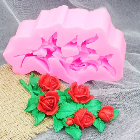 Khuôn rau câu silicone cành hoa hồng – Loại 17 cm - Mã 1665