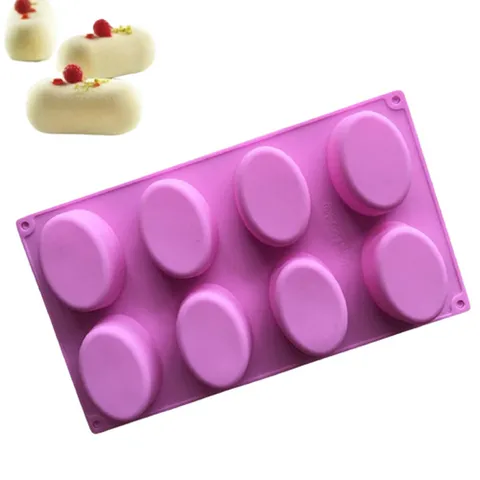 Khuôn silicone làm rau câu 8 hình Oval - Mã 1052