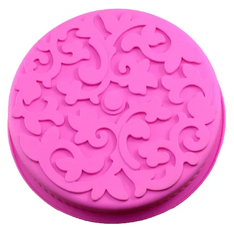 Khuôn silicone làm bánh, rau câu hình tròn hoa văn kiểu - Loại 28 cm – Mã 1141