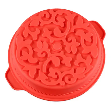 Khuôn silicone làm bánh, rau câu hình tròn hoa văn kiểu - Loại 28 cm – Mã 1141