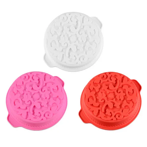 Khuôn silicone làm bánh, rau câu hình tròn hoa văn kiểu - Loại 28 cm – Mã 1141