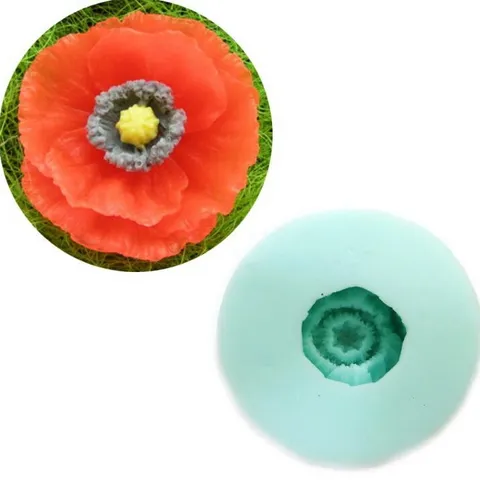 Khuôn rau câu silicone hoa Anh Túc Poppy - Kích thước 8 cm – Mã số 1692