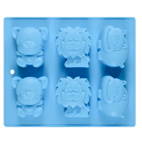 Khuôn silicone làm rau câu, socola 6 con hà mã, sư tử và gấu – Mã 1391