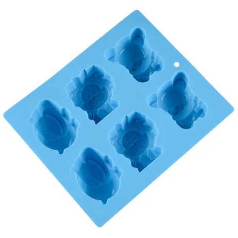 Khuôn silicone làm rau câu, socola 6 con hà mã, sư tử và gấu – Mã 1391