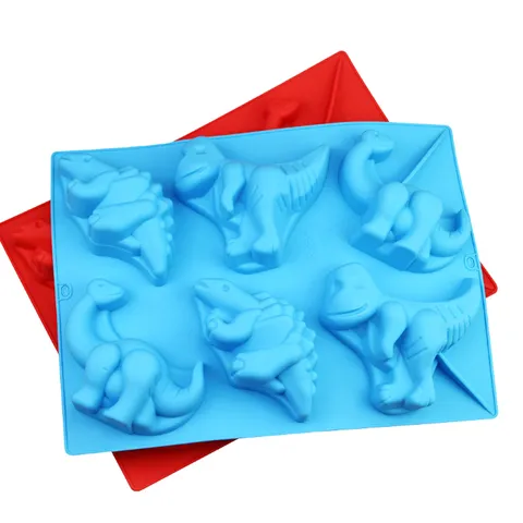 Khuôn silicone làm bánh, rau câu 6 con khủng long, tê giác - Mã 1061
