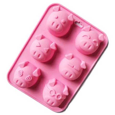 Khuôn silicone làm bánh, rau câu 6 heo con biểu cảm – Mã 1074