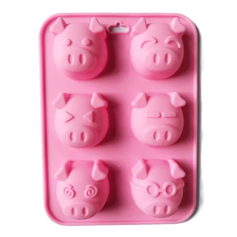 Khuôn silicone làm bánh, rau câu 6 heo con biểu cảm – Mã 1074