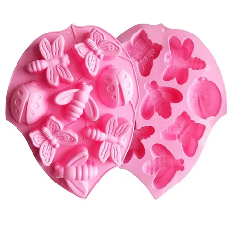 Khuôn silicone làm rau câu, socola, kẹo dẻo 6 con ong, bướm, chuồn chuồn và con cánh cam – Mã số 1279