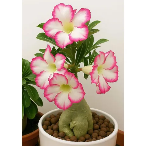 Hạt giống hoa sứ kép Thái Lan 5 cánh màu trắng viền hồng cánh nhọn - Bịch 10 hạt – Mã số 2024