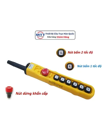 Tay bấm điều khiển palang cầu trục H06ECAA thương hiệu KG AUTO 6 nút 2 cấp độ điện áp 250V / 6A cấp bảo vệ IP65