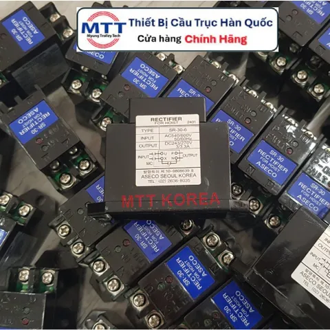 Điốt chỉnh lưu phanh động cơ SR-30-6 thương hiệu ASECO AC 540/600V; DC 243/270V; Tần số 50-60Hz; Cường độ 3/3.3A