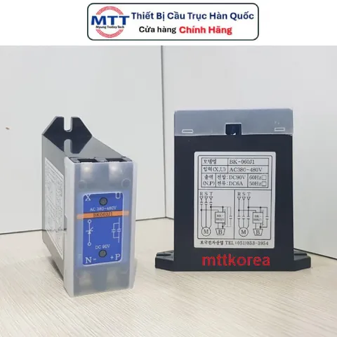 Bộ chỉnh lưu cầu trục BK-06J1 AC 380V/480V - DC 90V - Tần số 50Hz-60Hz - Cường độ mở phanh 6A - Diot thắng từ cầu trục