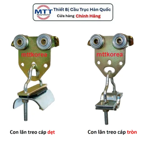 Con lăn treo cáp dẹp ray C cầu trục thương hiệu MYUNGSHIN (Hàn Quốc) làm từ thép mạ kẽm treo được nhiều loại cáp dẹp