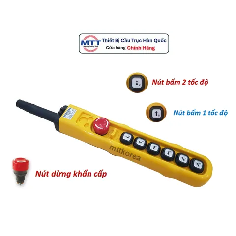 Tay bấm điều khiển tời điện H06ECAA thương hiệu KG AUTO loại có dây có nút dừng khẩn cấp điện áp 250V AC/ 6A; IP 65