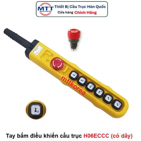 Bộ điều khiển cầu trục H06ECCC thương hiệu KG AUTO loại có dây 6 nút 2 cấp tốc độ - Điện áp 250V, 6A , cấp bảo vệ IP65