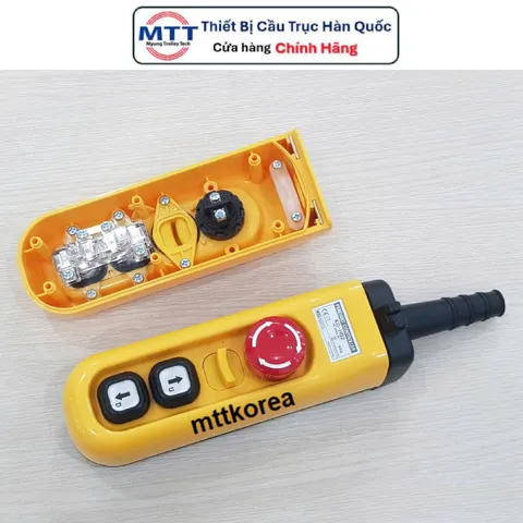 [HCM] Tay bấm điều khiển tời điện - Tay bấm điều khiển cầu trục có dây H02EA 2 nút 1 tốc độ có nút dừng khẩn cấp