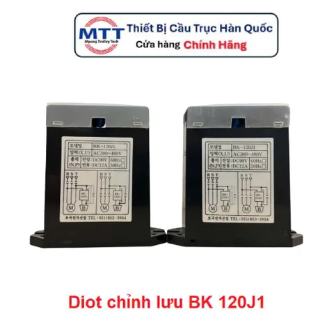Điốt thắng từ cầu trục BK 120J1 thương hiệu BOKUK (Hàn Quốc) Input 380-480V Output 90V Cường độ 12A (Max) Tần số 50-60Hz