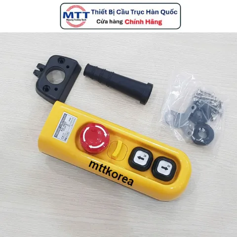 [HCM] Tay bấm điều khiển tời điện - Tay bấm điều khiển cầu trục có dây H02EA 2 nút 1 tốc độ có nút dừng khẩn cấp