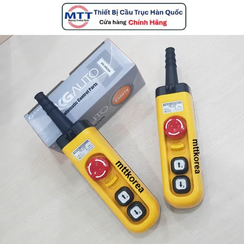 [HCM] Tay bấm điều khiển tời điện - Tay bấm điều khiển cầu trục có dây H02EA 2 nút 1 tốc độ có nút dừng khẩn cấp