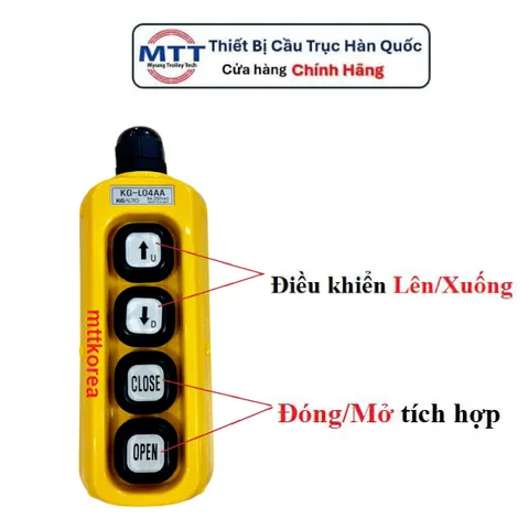 Điều khiển cầu trục 4 nút loại có dây L04AA thương hiệu KG AUTO 6A 250V cấp bảo vệ IP65 chống bụi, nước - MTT KOREA